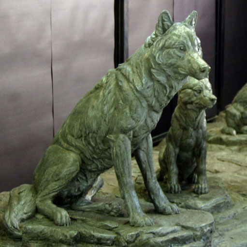 outdoors ; indoor ; bronze statue ; decorate ; Large scale ; City decoration ; garden ; Park decoration ; Wolf ; Wolf sculpture ; Wolf statue ; Life Size ; Well designed size bronze life size wolf sculpture