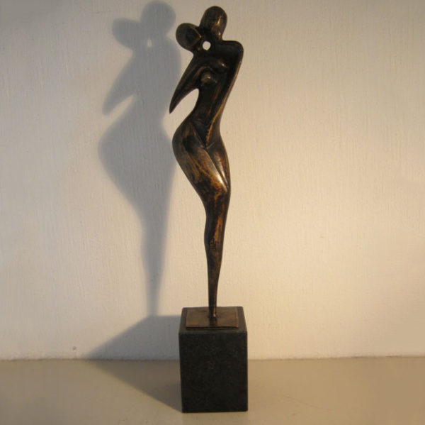 Life size abstract bronze statue of a woman
