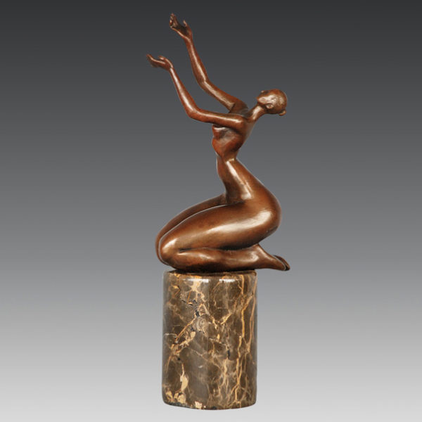 Abstract bronze sculpture of a naked woman