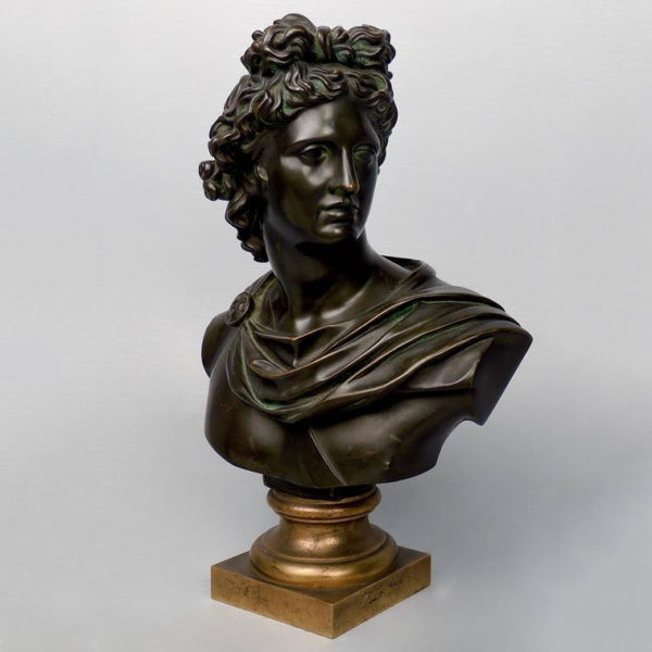 Life Size Metal Crafts Sculpture Bronze Apollo Bust Statue