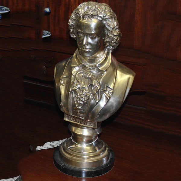Folk Art Bronze Bust Of Beethoven