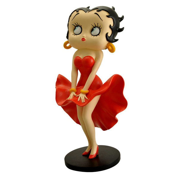 outdoors ; indoor ; Fiberglass statue ; decorate ; Large scale ; City decoration ; garden ; Park decoration ; Betty Boop ; Betty Boop sculpture ; Betty Boop statue ; Life Size ; cartoon ; Sexy enchanting cartoon Betty Boop statue with marilyn monroe pose