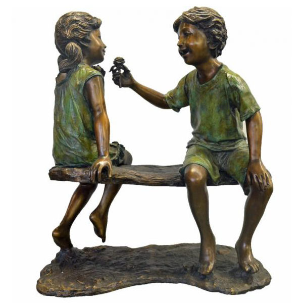 Bronze children playing garden decorative statue