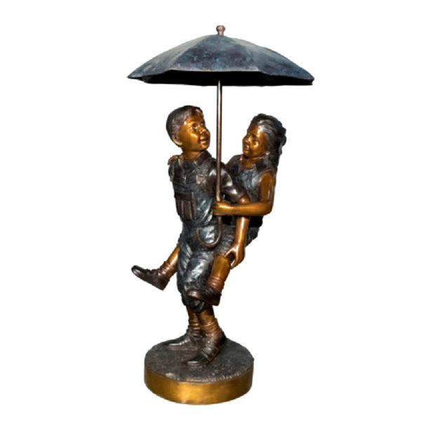Bronze statue of boy carrying girl