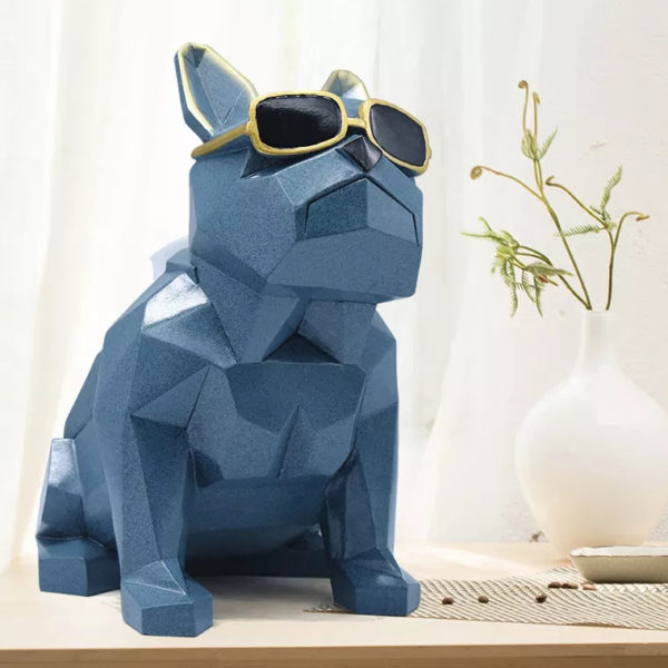 Nordic Abstract Geometric Resin Dog Statue French Bulldog Sculpture Craft Decorations