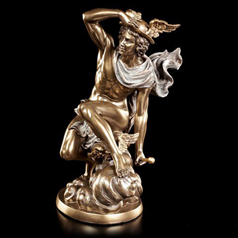 Greek God Bronzed Finish Statue Mercury Luck