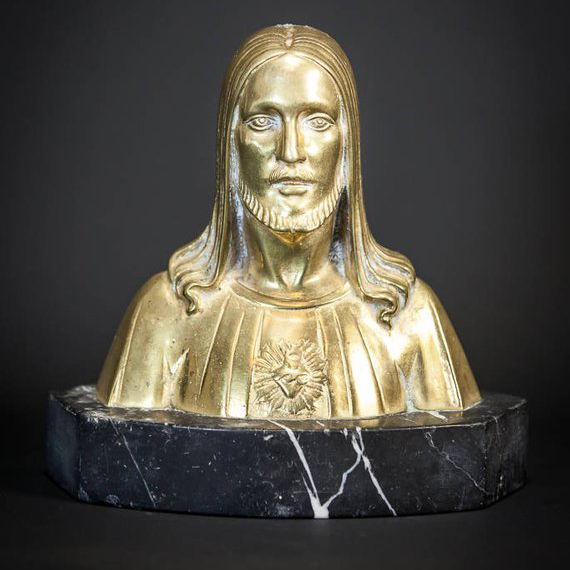 Life Size Bronze Golden Jesus Bust Sculpture