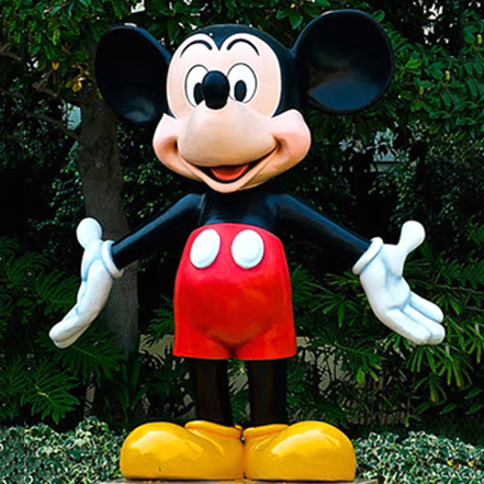 outdoors ; indoor ; Fiberglass statue ; decorate ; Large scale ; City decoration ; garden ; Park decoration ; Mickey ; Mickey sculpture ; Mickey statue ; Life Size ; cartoon ; Fiberglass Cartoon Life Size Mickey Mouse Statue for Sale