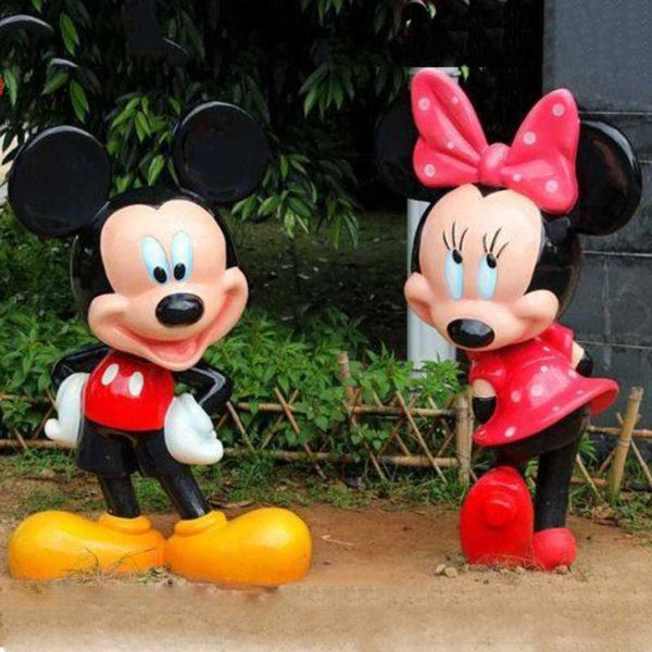 outdoors ; indoor ; Fiberglass statue ; decorate ; Large scale ; City decoration ; garden ; Park decoration ; Mickey ; Mickey sculpture ; Mickey statue ; Life Size ; cartoon ; fiberglass mickey and minnie character