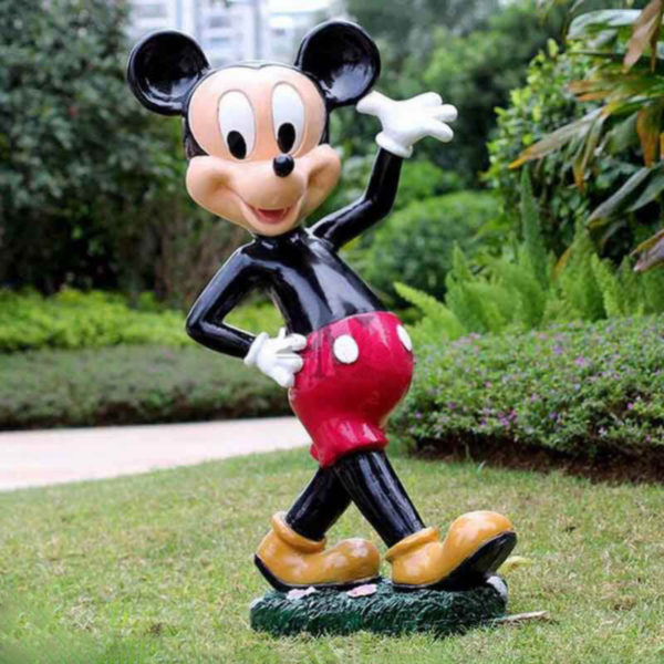 outdoors ; indoor ; Fiberglass statue ; decorate ; Large scale ; City decoration ; garden ; Park decoration ; Mickey ; Mickey sculpture ; Mickey statue ; Life Size ; cartoon ; Fiberglass Cartoon Life Size Mickey Mouse Statue for Sale