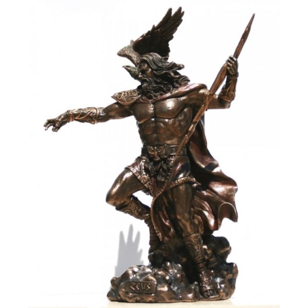bronze Zeus Greek God Holding Thunderbolt Statue with Eagle
