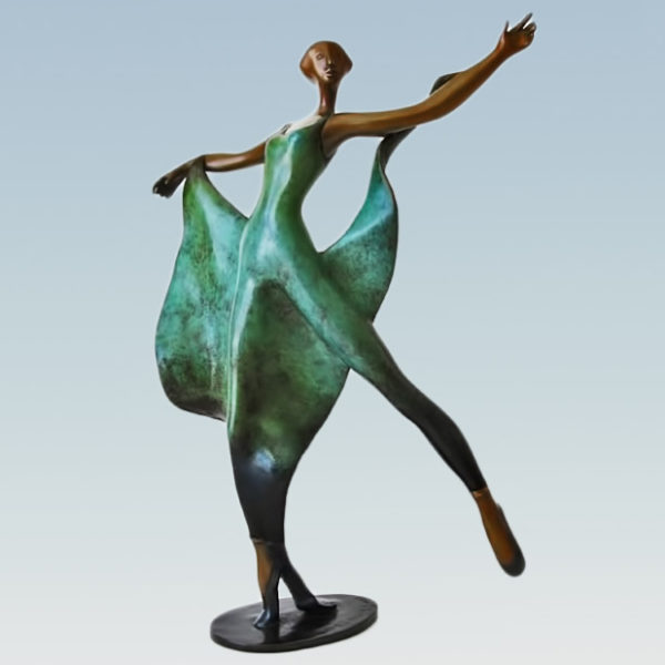 Bronze sculpture of a dancing abstract figure