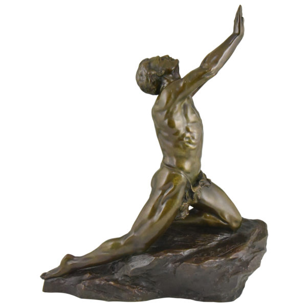 Metal art sculpture life size bronze nude male sculpture