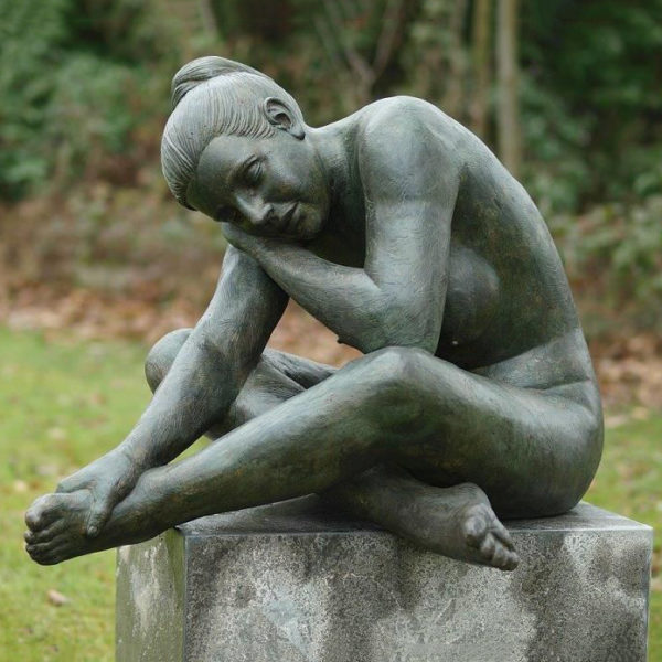 Outdoor decoration girl naked bronze sculpture