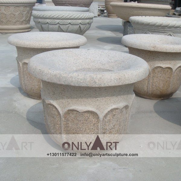 Stone Flower Pot ; Marble Flower Pot ; Flower Pot Sculpture ; Indoor ; Outdoor ; Hand carved ; Large ; Landscaping Stone Large Flower Pots Wholesale