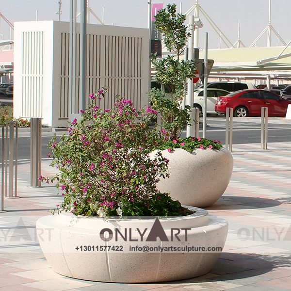 Stone Flower Pot ; Marble Flower Pot ; Flower Pot Sculpture ; Indoor ; Outdoor ; Hand carved ; Large ; Square decoration ; White Marble Garden Stone Flower Pot