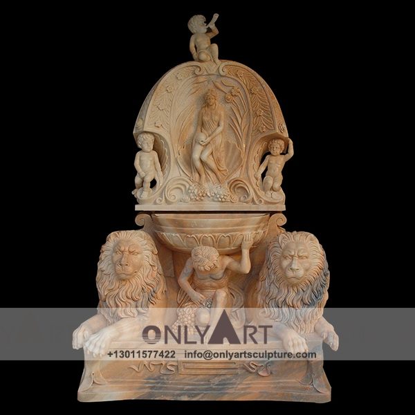 Fountain Marble Sculpture ; Marble Fountain ; stone Fountain ; Indoor ; Outdoor ; Hand carved ; life size ; Large ; Ball ; Wall Fountain ; marble wall lion sculpture fountain