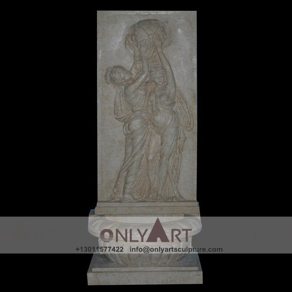Fountain Marble Sculpture ; Marble Fountain ; stone Fountain ; Indoor ; Outdoor ; Hand carved ; life size ; Large ; Ball ; Wall Fountain ; Marble Wall Fountain Lady Decoration