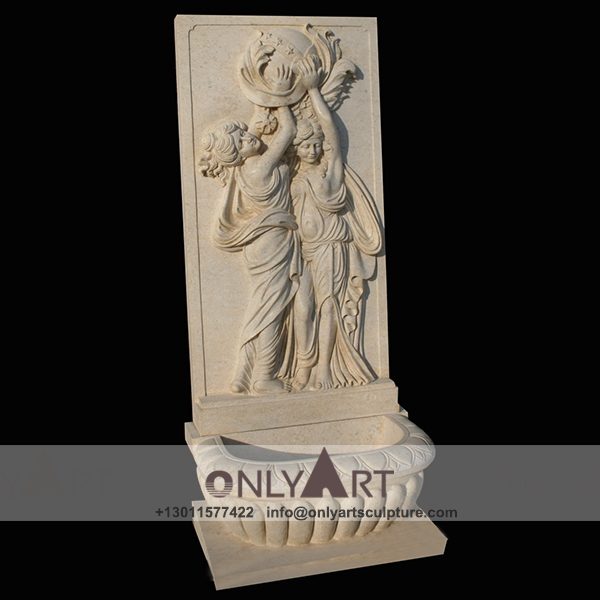 Fountain Marble Sculpture ; Marble Fountain ; stone Fountain ; Indoor ; Outdoor ; Hand carved ; life size ; Large ; Ball ; Wall Fountain ; Natural stone lady wall fountain Sculpture