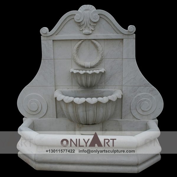 Fountain Marble Sculpture ; Marble Fountain ; stone Fountain ; Indoor ; Outdoor ; Hand carved ; life size ; Large ; Ball ; Wall Fountain ; Wall Fountain In White Marble Sculpture