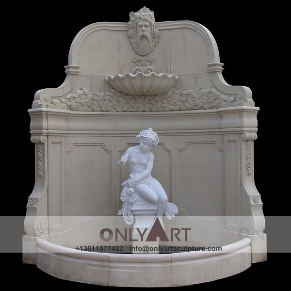 Fountain Marble Sculpture ; Marble Fountain ; stone Fountain ; Indoor ; Outdoor ; Hand carved ; life size ; Large ; Ball ; Wall Fountain ; Polished Woman And Roman Wall Fountain