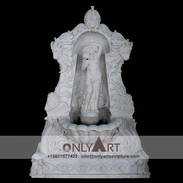 Fountain Marble Sculpture ; Marble Fountain ; stone Fountain ; Indoor ; Outdoor ; Hand carved ; life size ; Large ; Ball ; Wall Fountain ; Hand carved woman marble wall fountain sculpture