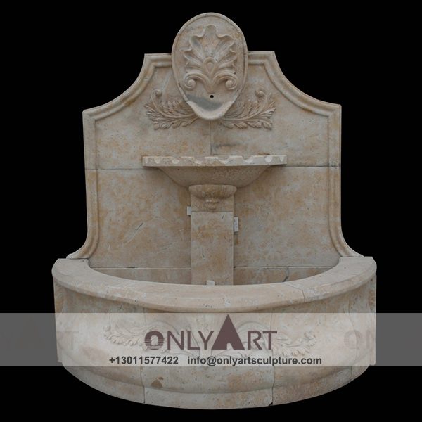 Fountain Marble Sculpture ; Marble Fountain ; stone Fountain ; Indoor ; Outdoor ; Hand carved ; life size ; Large ; Ball ; Wall Fountain ; Yellow Classic Marble Outdoor Wall Fountains Sculpture