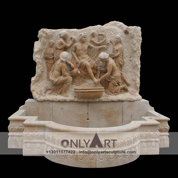Fountain Marble Sculpture ; Marble Fountain ; stone Fountain ; Indoor ; Outdoor ; Hand carved ; life size ; Large ; Ball ; Wall Fountain ; Marble Roman Figures Sculpture Wall Fountain