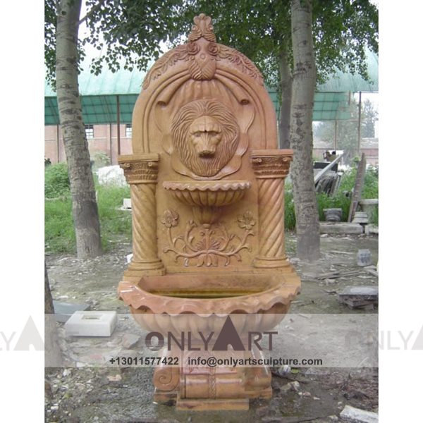Fountain Marble Sculpture ; Marble Fountain ; stone Fountain ; Indoor ; Outdoor ; Hand carved ; life size ; Large ; Ball ; Wall Fountain ; Wall lion head fountain sculpture
