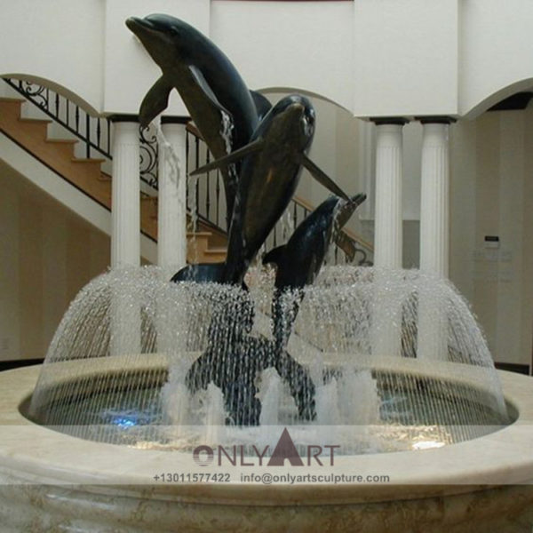 Large outdoor bronze fountain dolphin sculpture