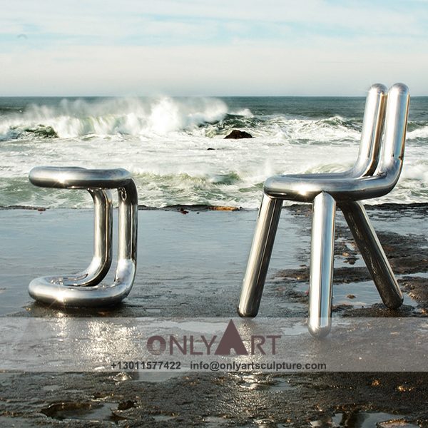 Stainless Steel Sculpture ; Stainless Steel chair ; Home decoration ; Outdoor decoration ; Modern design stainless steel seat sculpture