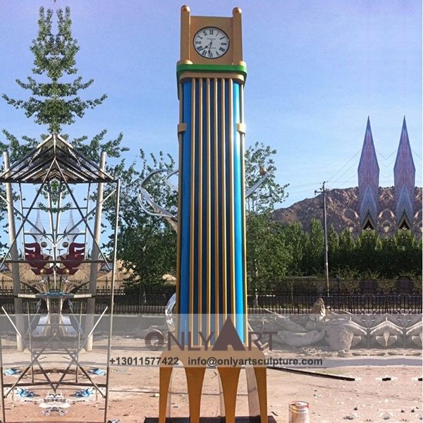 Stainless Steel Sculpture ; Stainless Steel chair ; Home decoration ; Outdoor decoration ; City Sculpture ; Colorful ; Park colorful stainless steel clock sculpture