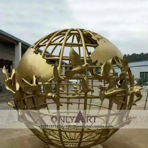 Stainless Steel Sculpture ; Stainless Steel chair ; Home decoration ; Outdoor decoration ; City Sculpture ; Colorful ; Modern design of stainless steel globes and bird sculptures