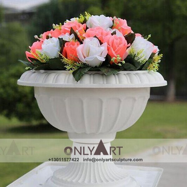Stone Flower Pot ; Marble Flower Pot ; Flower Pot Sculpture ; Indoor ; Outdoor ; Hand carved ; Large ; Square decoration ; Grey carving stone garden flower pot