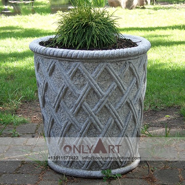 Stone Flower Pot ; Marble Flower Pot ; Flower Pot Sculpture ; Indoor ; Outdoor ; Hand carved ; Large ; Square decoration ; Antique Stone Carving Flower Pot For garden