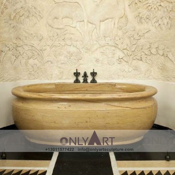Marble Bathtub ; Stone Bathtub ; Freestanding Bathtub ; Natural Stone ; Hand Carving ; high quality ; Yellow marble stone bathtub price