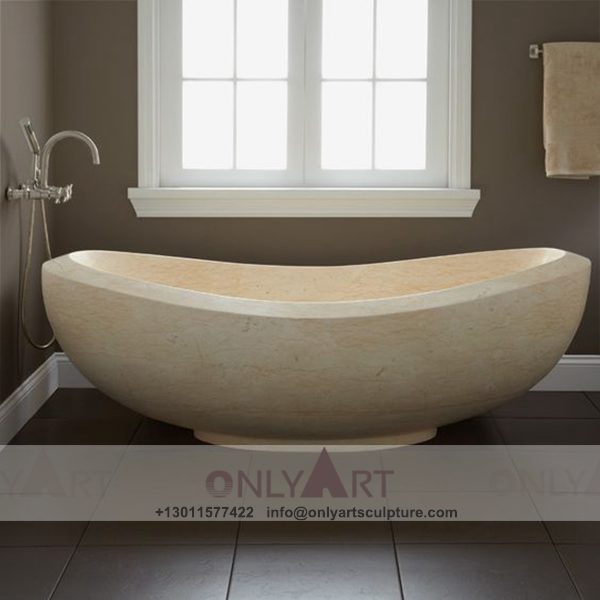 Marble Bathtub ; Stone Bathtub ; Freestanding Bathtub ; Natural Stone ; Hand Carving ; high quality ; Beige Marble Free standing Bathtub for bathroom