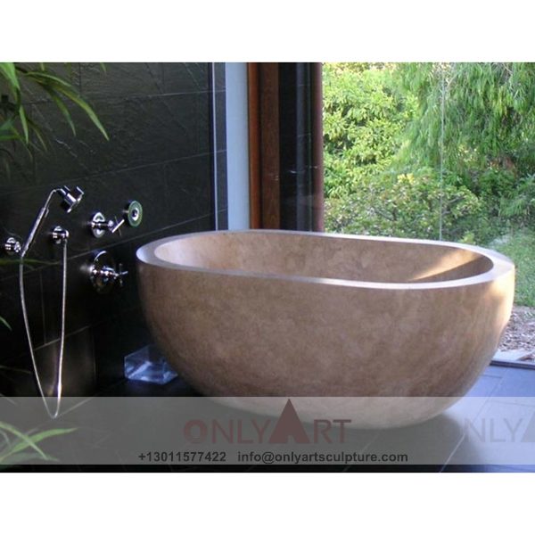 Marble Bathtub ; Stone Bathtub ; Freestanding Bathtub ; Natural Stone ; Hand Carving ; high quality ; Natural Beige Marble Bathroom Bathtub Design
