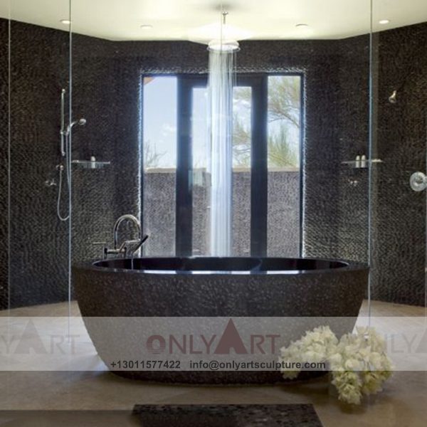 Marble Bathtub ; Stone Bathtub ; Freestanding Bathtub ; Natural Stone ; Hand Carving ; high quality ; Freestanding Solid Bathroom Use Black Marble Bathtub