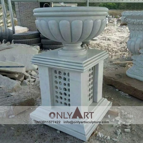 Stone Flower Pot ; Marble Flower Pot ; Flower Pot Sculpture ; Indoor ; Outdoor ; Hand carved ; Large ; Square decoration ; Outdoor Garden Natural Stone European Style Flower Pot
