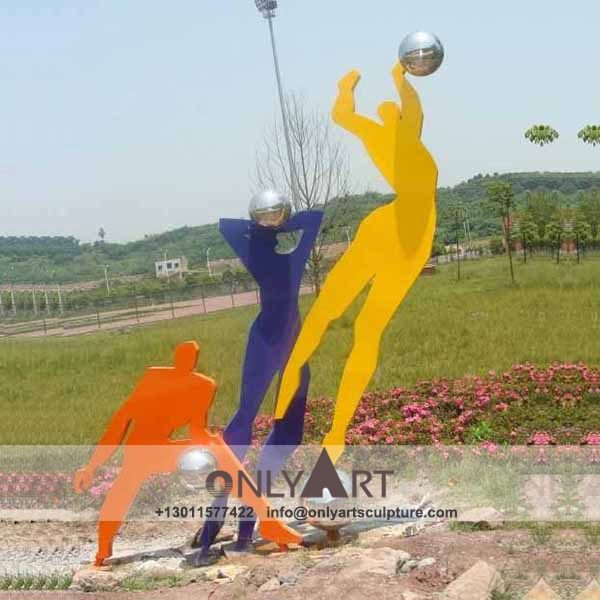 Large metal animal ; animal sculpture ; stainless steel sculpture ; Urban Sculpture ; City Sculpture ; outdoor ; Metal Sculpture ; Corten Sculpture ; Outdoor colorful figures playing basketball stainless steel sculpture