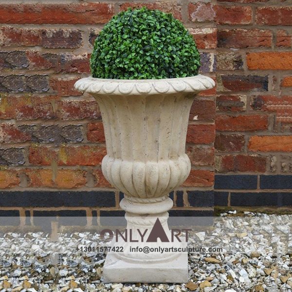 Stone Flower Pot ; Marble Flower Pot ; Flower Pot Sculpture ; Indoor ; Outdoor ; Hand carved ; Large ; Square decoration ; Home and garden decorative antique stone flower pot