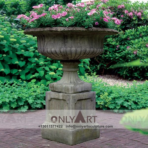 Stone Flower Pot ; Marble Flower Pot ; Flower Pot Sculpture ; Indoor ; Outdoor ; Hand carved ; Large ; Square decoration ; manor garden decoration stone garden planter pots