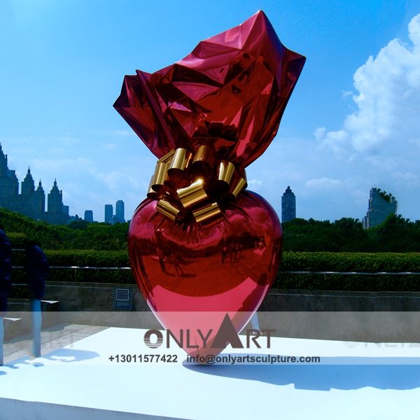 Stainless Steel Sculpture ; Stainless Steel chair ; Home decoration ; Outdoor decoration ; City Sculpture ; Colorful ; Corten Sculpture ; City large red stainless steel candy heart sculpture