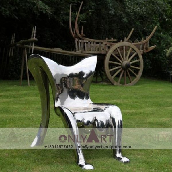 Stainless Steel Sculpture ; Stainless Steel chair ; Home decoration ; Outdoor decoration ; City Sculpture ; Colorful ; Corten Sculpture ; Abstract design stainless steel mirror chair sculpture