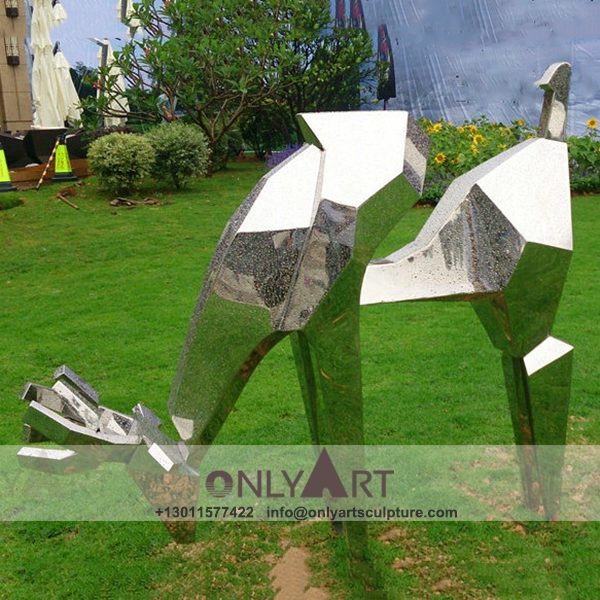 Stainless Steel Sculpture ; Stainless Steel chair ; Home decoration ; Outdoor decoration ; City Sculpture ; Colorful ; Corten Sculpture ; Abstract design of stainless steel mirror deer sculpture