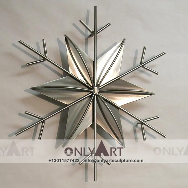Stainless Steel Sculpture ; Stainless Steel chair ; Home decoration ; Outdoor decoration ; City Sculpture ; Colorful ; Corten Sculpture ; Stainless steel sculpture with snowflake shaped background wall