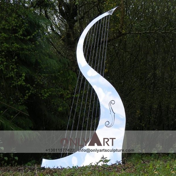 Stainless Steel Sculpture ; Stainless Steel chair ; Home decoration ; Outdoor decoration ; City Sculpture ; Colorful ; Corten Sculpture ; Stainless steel statues mirror abstract art harp