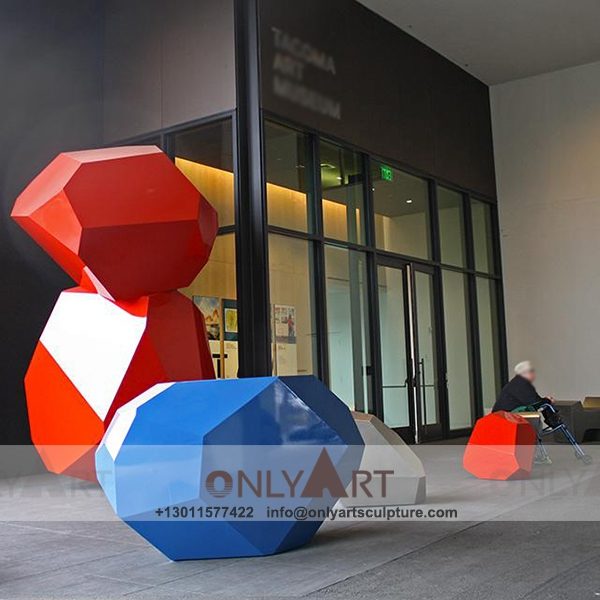 Stainless Steel Sculpture ; Stainless Steel chair ; Home decoration ; Outdoor decoration ; City Sculpture ; Colorful ; Corten Sculpture ; Modern geometric design of colorful stainless steel sculptures