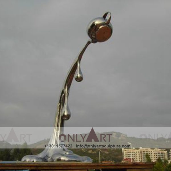 Stainless Steel Sculpture ; Stainless Steel chair ; Home decoration ; Outdoor decoration ; City Sculpture ; Colorful ; Corten Sculpture ; Large modern city teapot with stainless steel statues